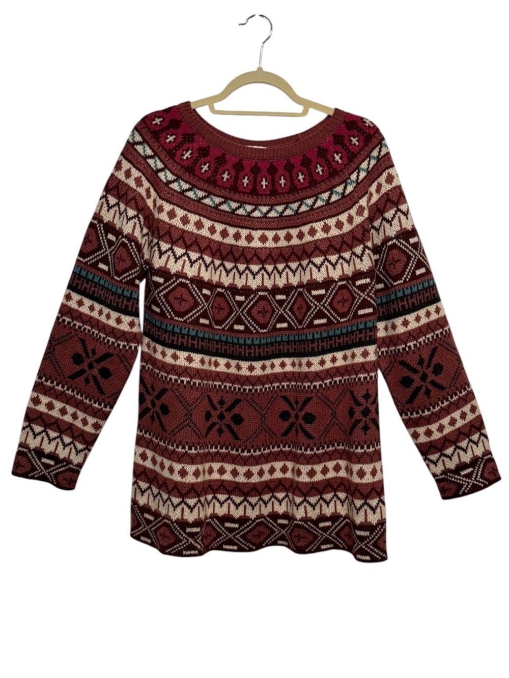 Vintage Coldwater Creek Fair Isle Sweater Size XL Pink